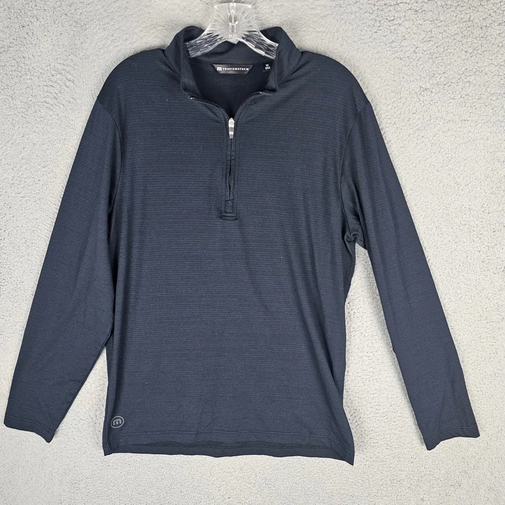 Travis Mathew Pullover Mens M Blue Heathered Quarter Zip Long Sleeve Golf Top